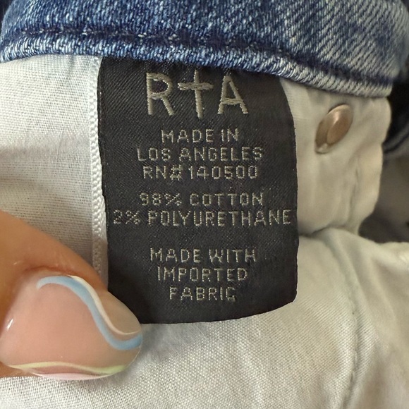 RTA Ace Cutoff Bleached Distressed Embroidered Light Wash Denim Shorts - Picture 6 of 9